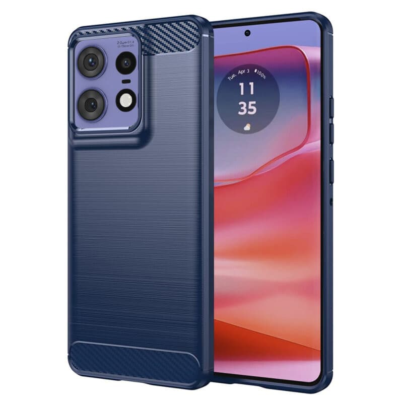 Husa protectie Motorola Edge 50 Pro, Carbon Stripe, 2 mm, albastra 1