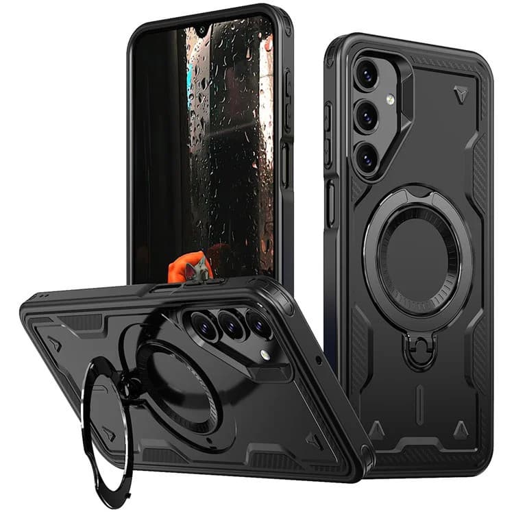 Husa Samsung Galaxy A55, Hybrid Armor MagRing, inel rotativ, neagra 1