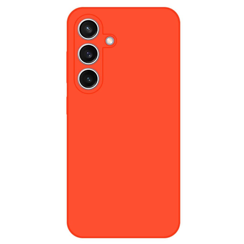 Husa Samsung Galaxy A56, Luxury Silicone, protectie camera, catifea in interior, portocaliu neon 1