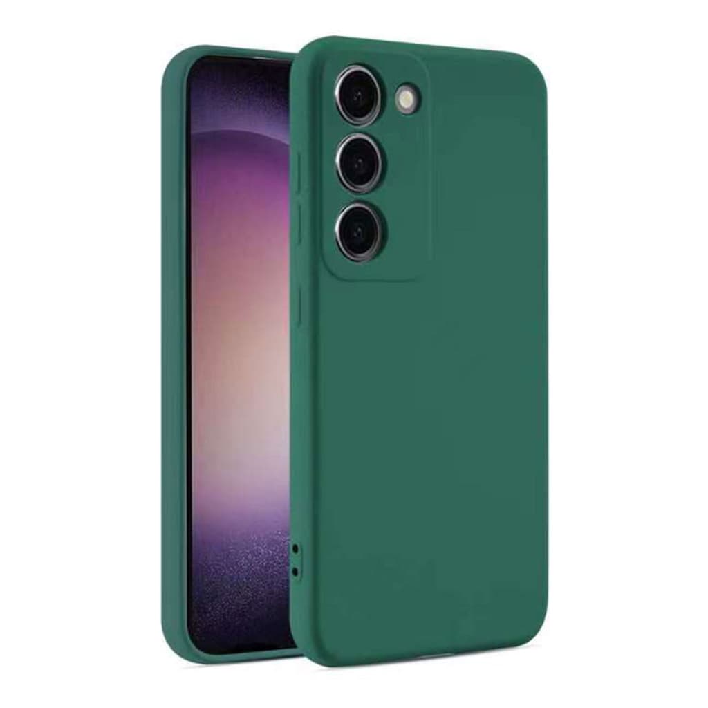 Husa Samsung Galaxy S25, Luxury Silicone, protectie camera, catifea in interior, verde 1