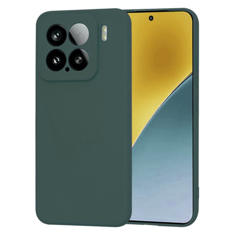 Husa protectie Xiaomi 15, Luxury Silicone, protectie camera, catifea in interior, verde 1