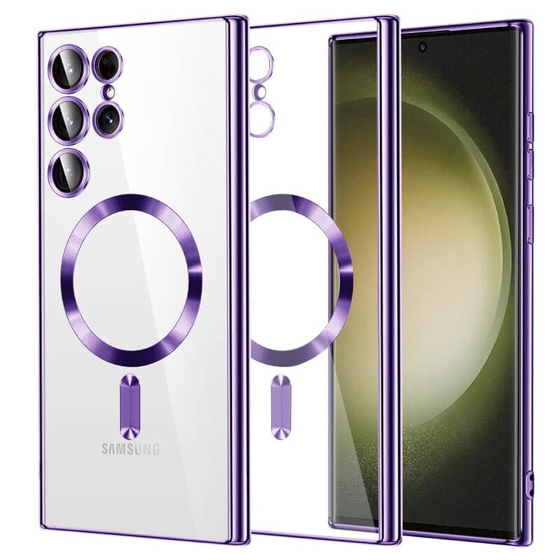 Husa Samsung Galaxy S25 Ultra, Electroplating Magsafe TPU, protectie camera, margini mov lila 1