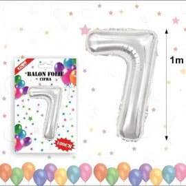 Balon din folie metalizata, 100 cm, argintiu, cifra 7 1