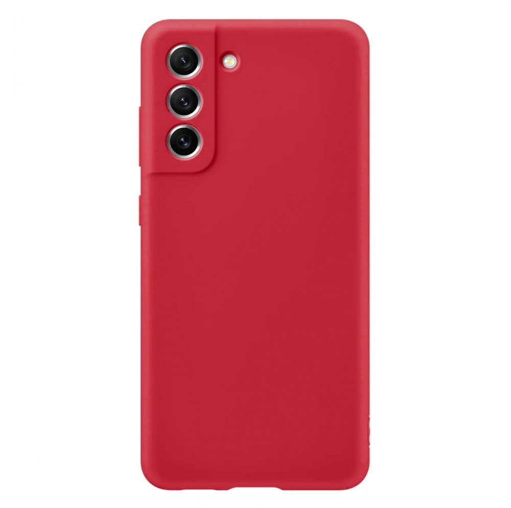 Husa Samsung Galaxy S21 FE, Luxury Silicone, catifea in interior, protectie camere, rosie 1