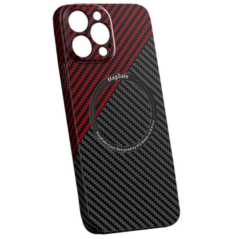 Husa Apple iPhone 11, iPefet Carbon, textura kevlar, Magsafe, negru/rosu 1