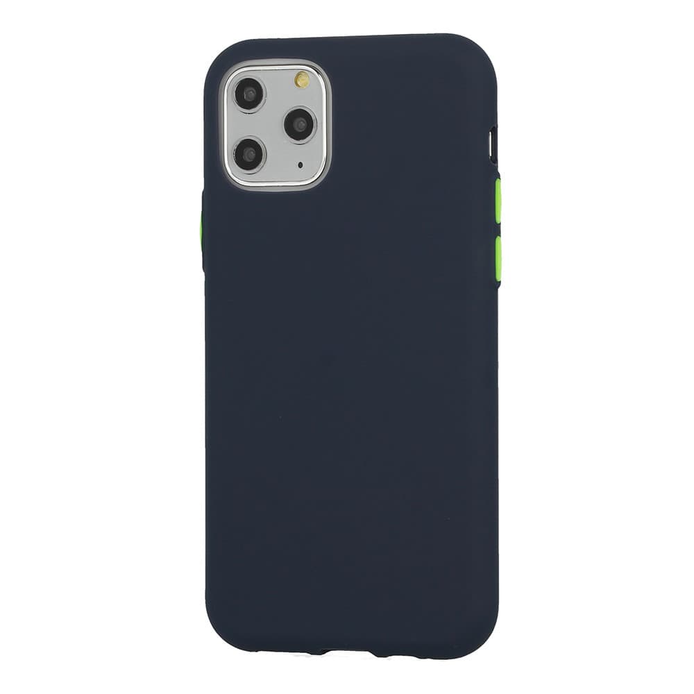 Husa de protectie Button TPU pentru Huawei Y5P, silicon moale, albastru inchis cu butoane verzi 1