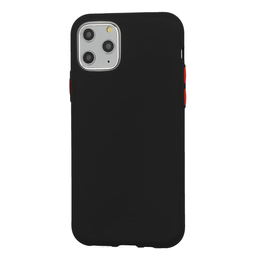Husa de protectie Button TPU pentru Huawei Y6P, silicon moale, neagra cu butoane portocalii 1