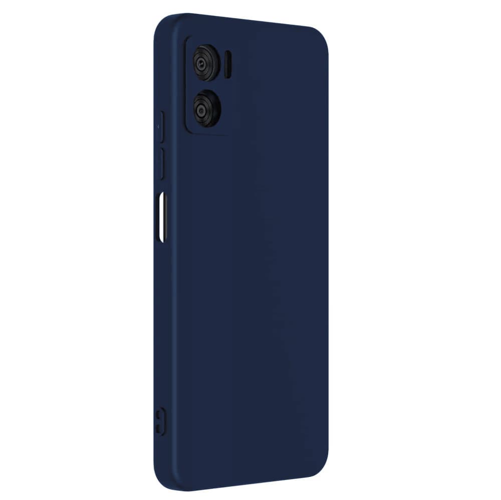 Husa Motorola Moto E22, Luxury Silicone, protectie camera, catifea in interior, albastru inchis 1