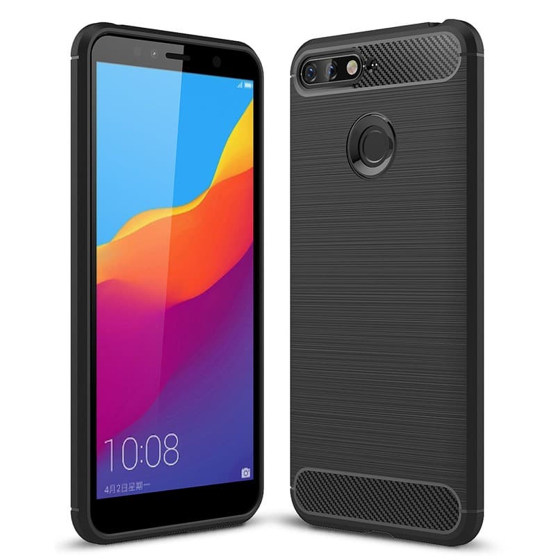Husa de protectie Carbon Stripe pentru Huawei  Y6 2018, silicon moale, negru 1