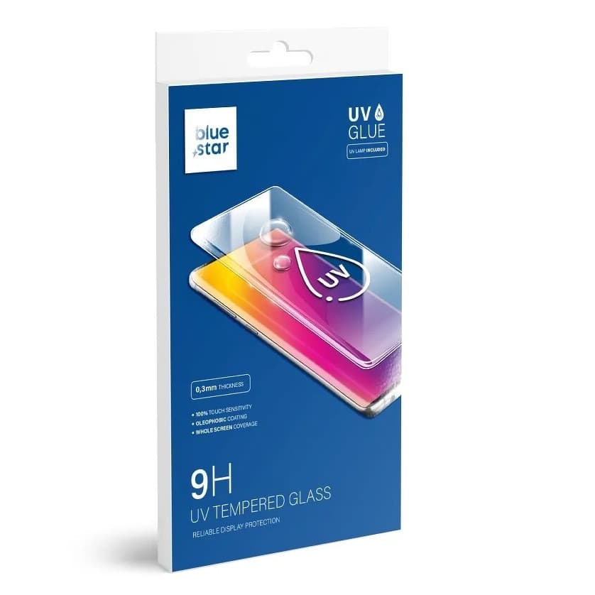 Folie de sticla Samsung Galaxy S9, UV Glass Bluestar, lipire cu adeziv, lampa UV inclusa 1