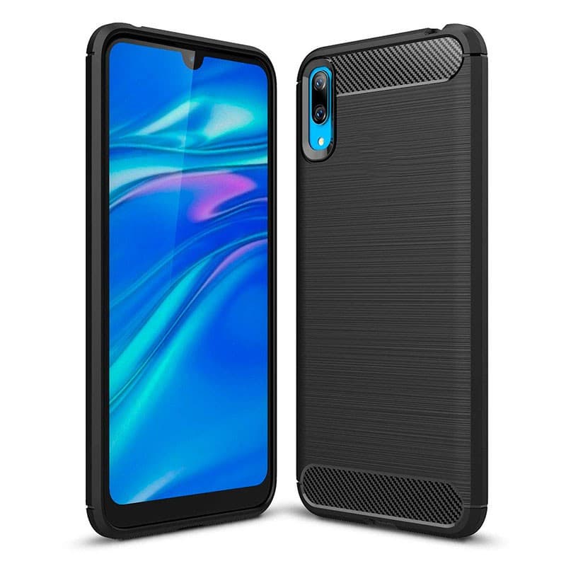 Husa de protectie Carbon Stripe pentru Huawei  Y5 2019, silicon moale, negru 1