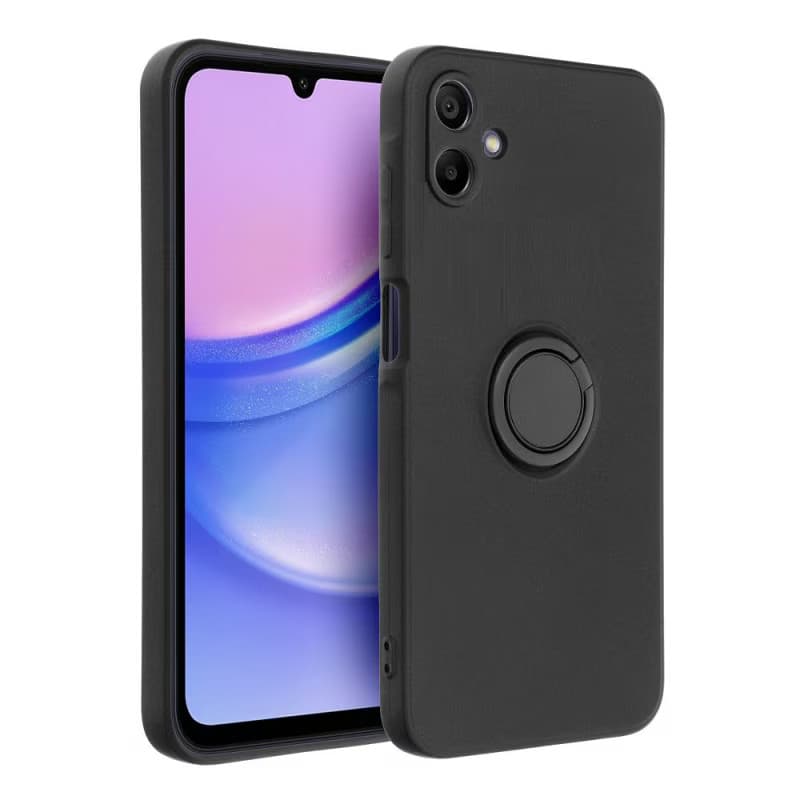 Husa Samsung Galaxy A05, Ring Silicone, inel rotativ, catifea in interior, neagra 1