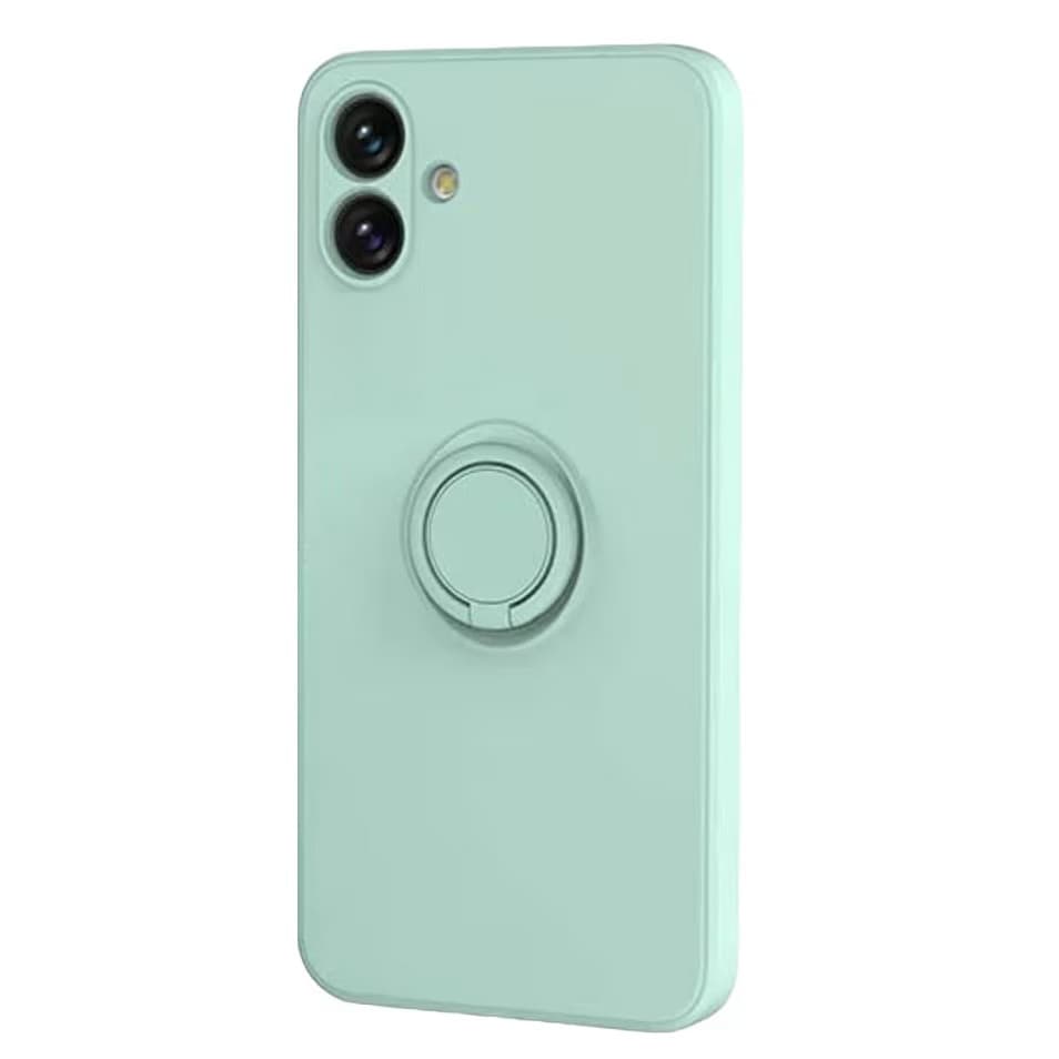Husa Samsung Galaxy A05, Ring Silicone, inel rotativ, catifea in interior, verde pal 1