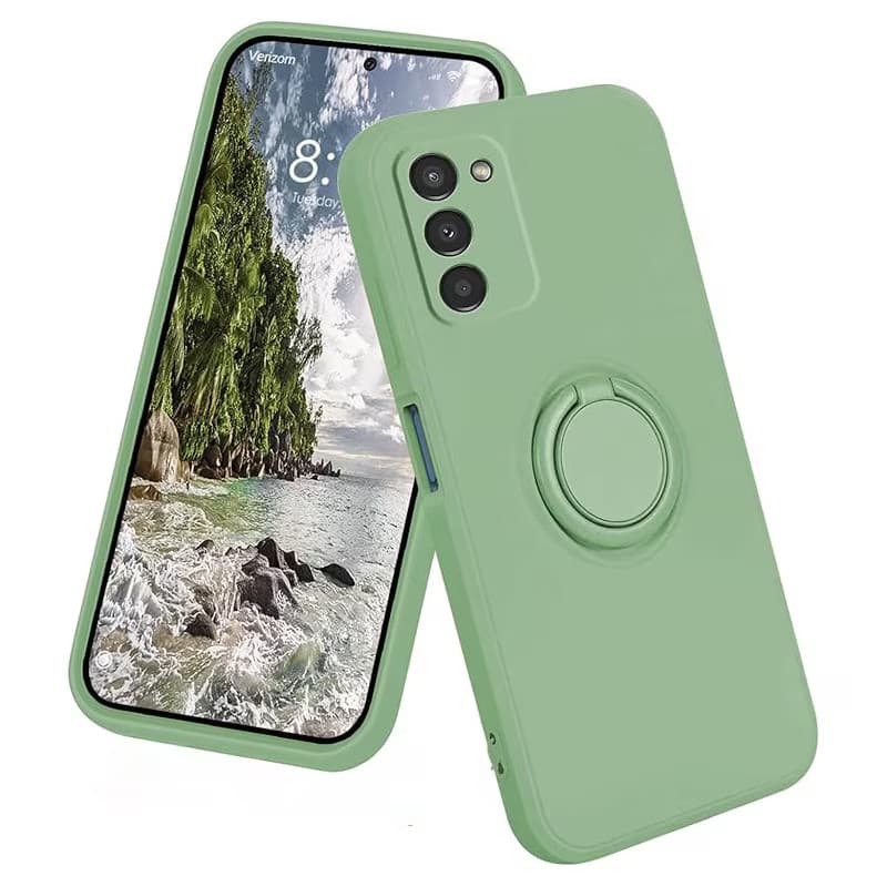 Husa Samsung Galaxy A25, Ring Silicone, inel rotativ, catifea in interior, verde maslina 1