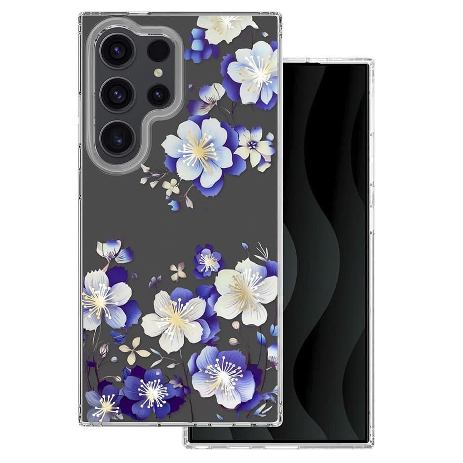 Husa Samsung Galaxy S24 Ultra, IMD Print Case, TPU flexibil, transparent, Floral 1