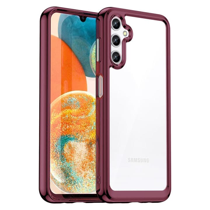 Husa protectie Samsung Galaxy A54 5G, Color Shock TPU, margini antisoc, spate transparent, burgundy 1