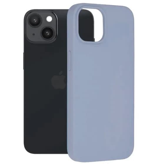 Husa Apple iPhone 14 Pro, Luxury Silicone, catifea in interior, albastru nisipos 1