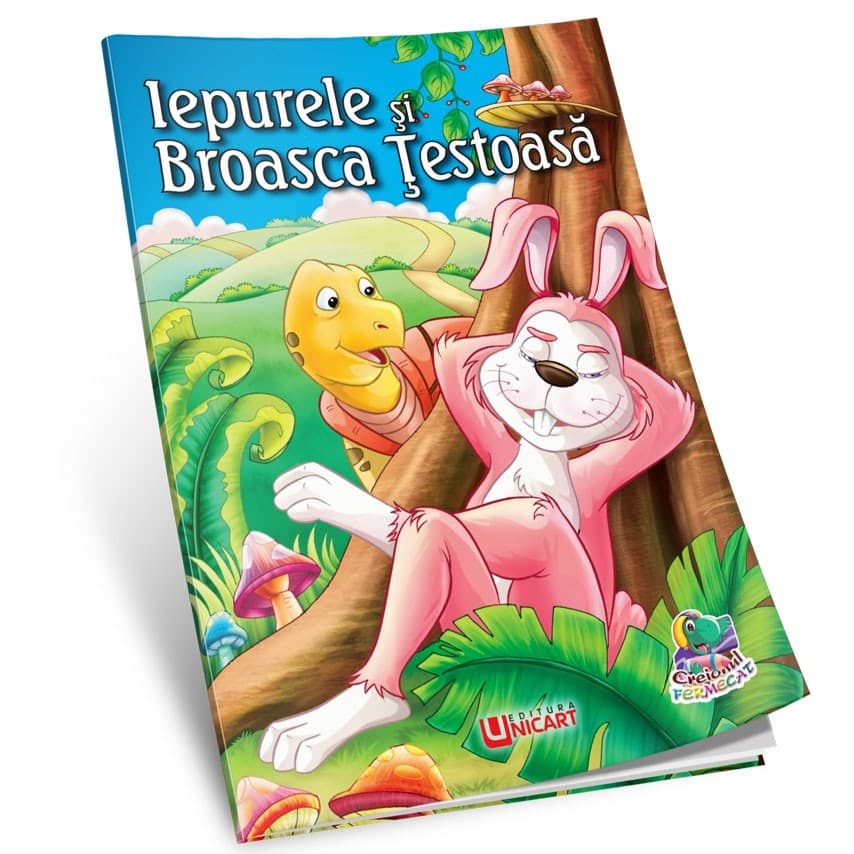 Carte de citit si colorat, editura Unicart, Iepurele si broasca testoasa 1