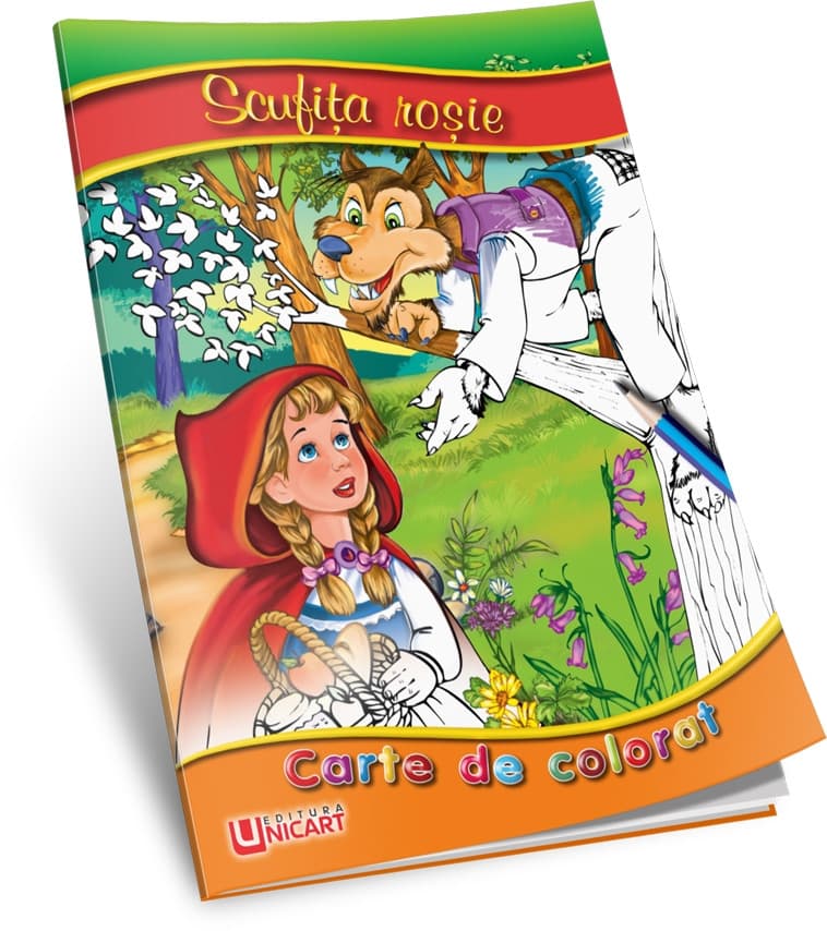 Carte de citit si colorat A5, editura Unicart, Scufita rosie 1