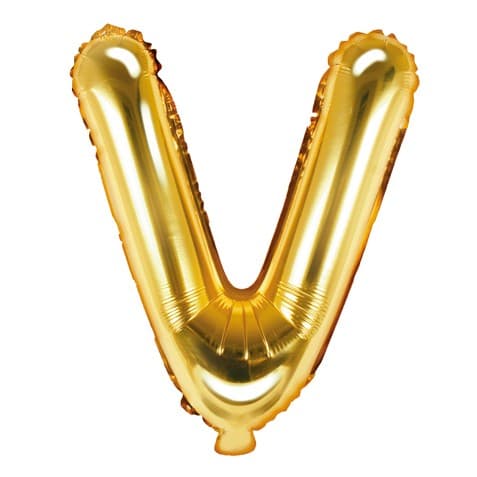 Balon din folie metalizata, 35 cm, auriu, litera V 1