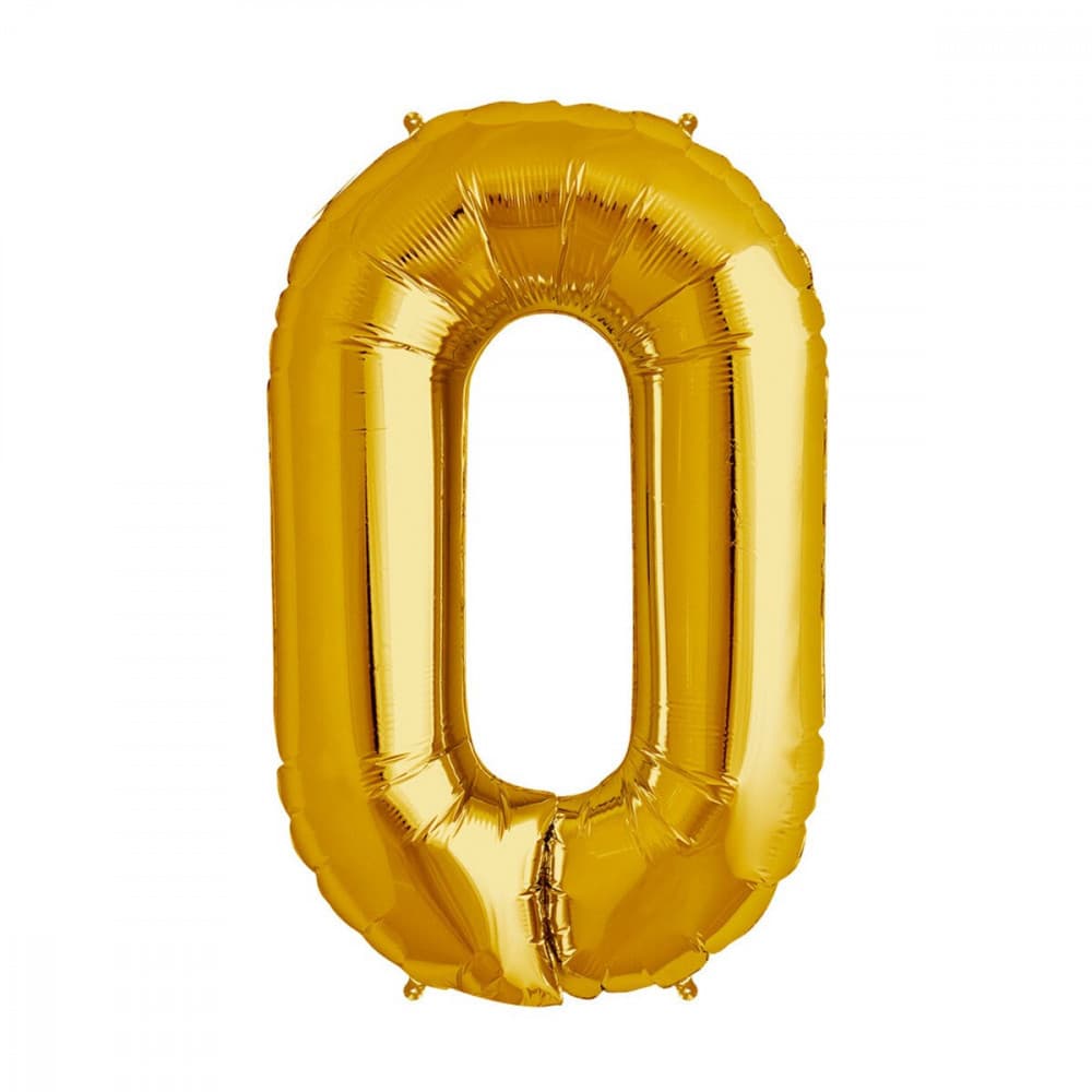 Balon din folie metalizata, 35 cm, auriu, cifra 0 1
