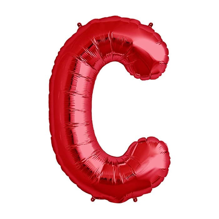 Balon din folie metalizata, 35 cm, rosu, litera C 1