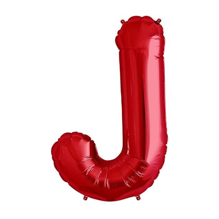 Balon din folie metalizata, 35 cm, rosu, litera J 1