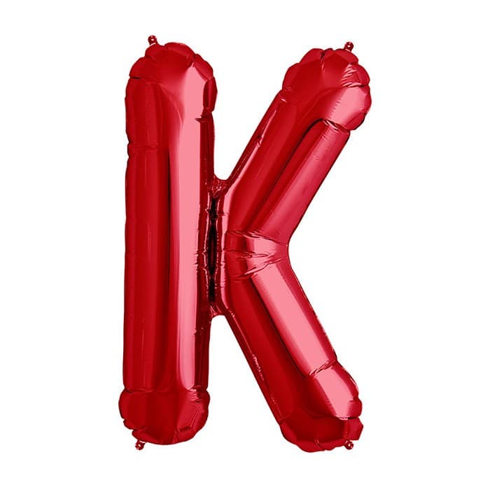Balon din folie metalizata, 35 cm, rosu, litera K 1
