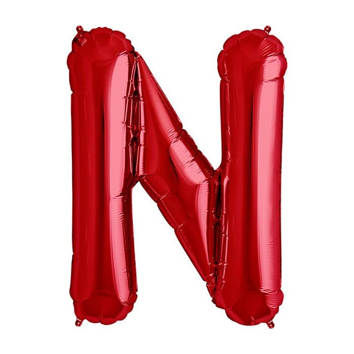 Balon din folie metalizata, 35 cm, rosu, litera N 1