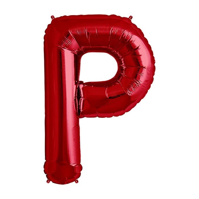 Balon din folie metalizata, 35 cm, rosu, litera P 1