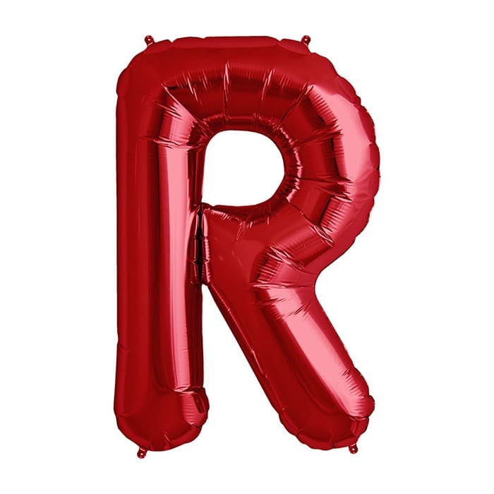 Balon din folie metalizata, 35 cm, rosu, litera R 1