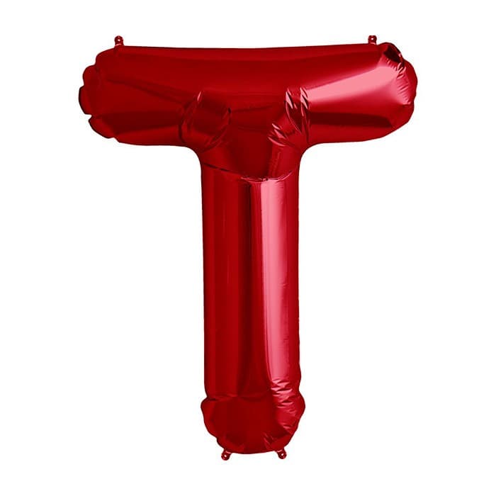 Balon din folie metalizata, 35 cm, rosu, litera T 1