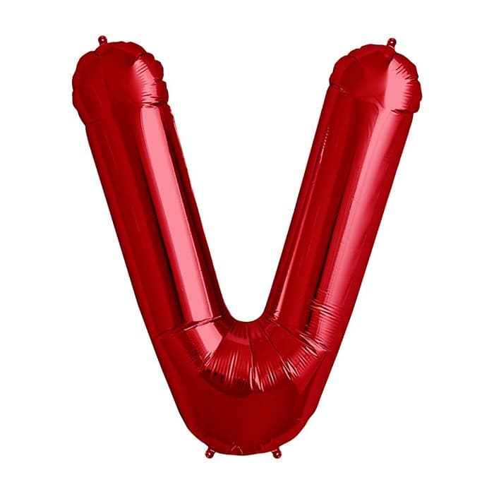 Balon din folie metalizata, 35 cm, rosu, litera V 1