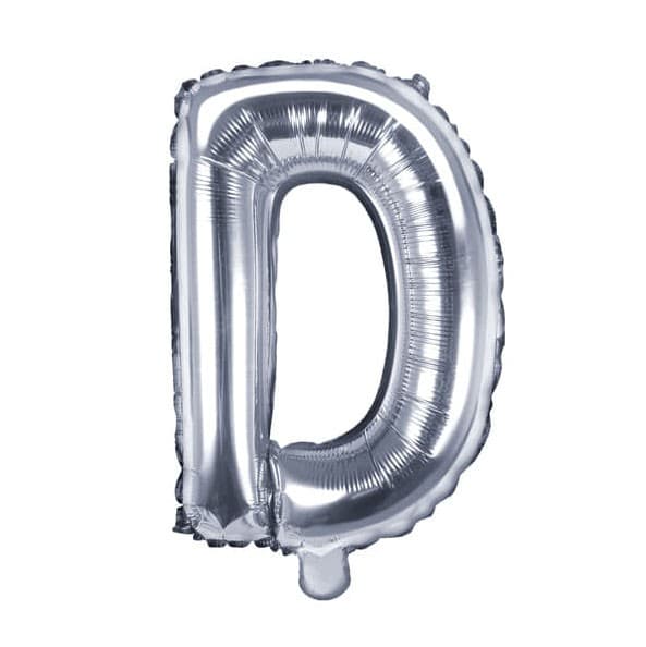 Balon din folie metalizata, 35 cm, argintiu, litera D 1