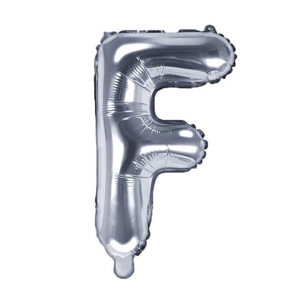 Balon din folie metalizata, 35 cm, argintiu, litera F 1