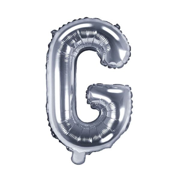 Balon din folie metalizata, 35 cm, argintiu, litera G 1