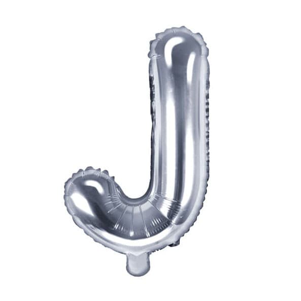 Balon din folie metalizata, 35 cm, argintiu, litera J 1