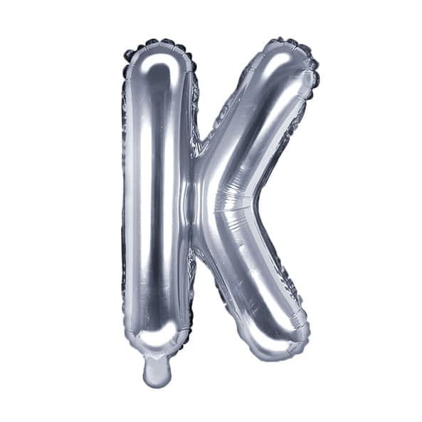 Balon din folie metalizata, 35 cm, argintiu, litera K 1