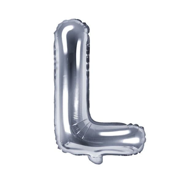 Balon din folie metalizata, 35 cm, argintiu, litera L 1