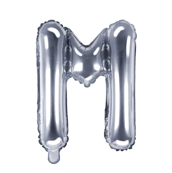 Balon din folie metalizata, 35 cm, argintiu, litera M 1