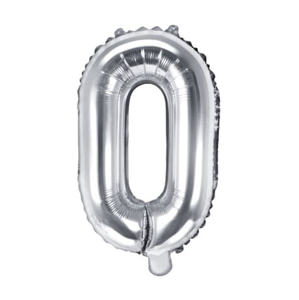 Balon din folie metalizata, 35 cm, argintiu, litera O 1