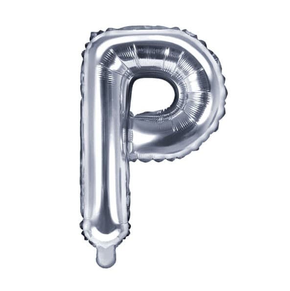 Balon din folie metalizata, 35 cm, argintiu, litera P 1