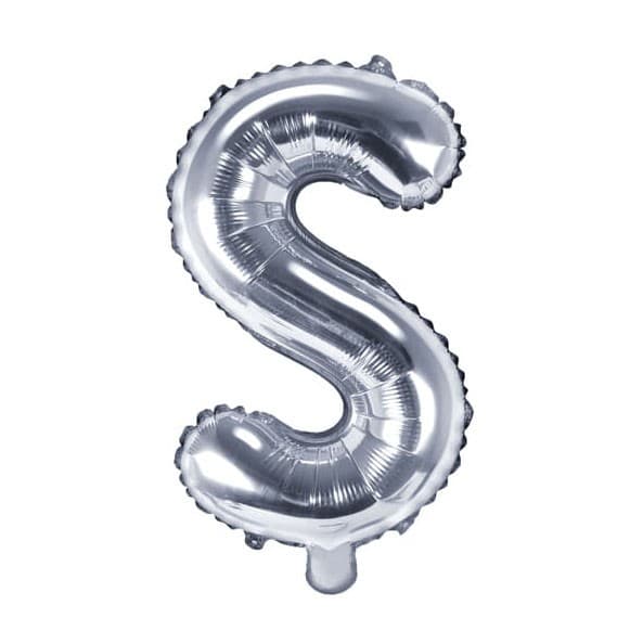 Balon din folie metalizata, 35 cm, argintiu, litera S 1