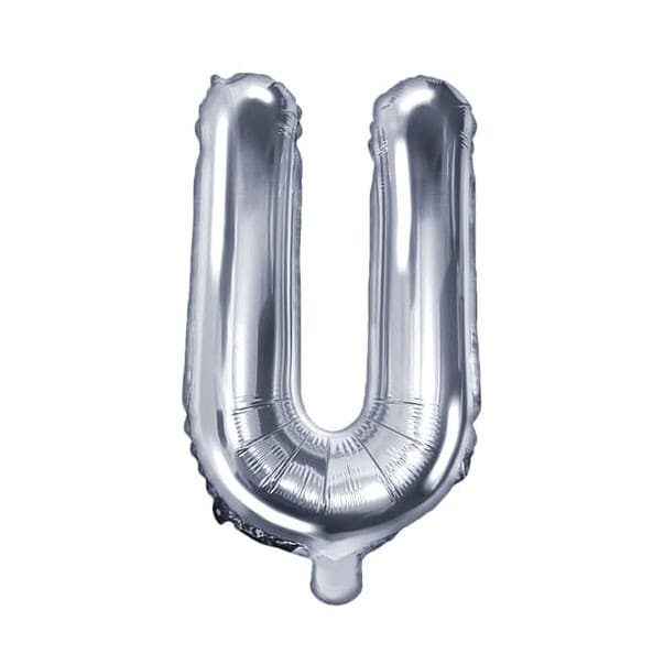 Balon din folie metalizata, 35 cm, argintiu, litera U 1