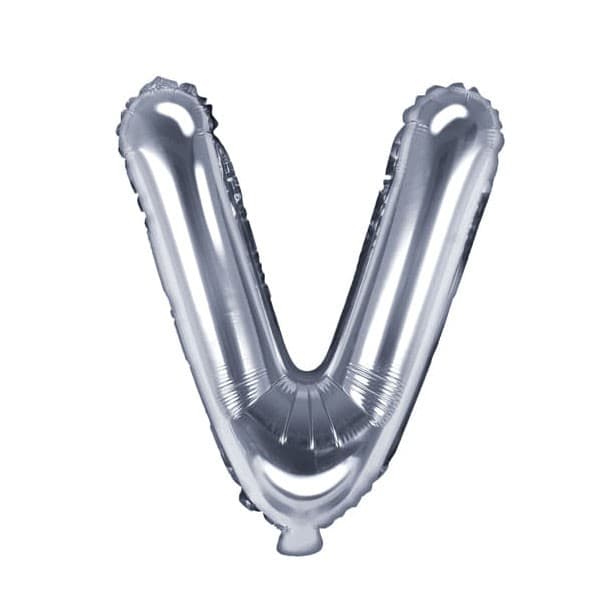 Balon din folie metalizata, 35 cm, argintiu, litera V 1