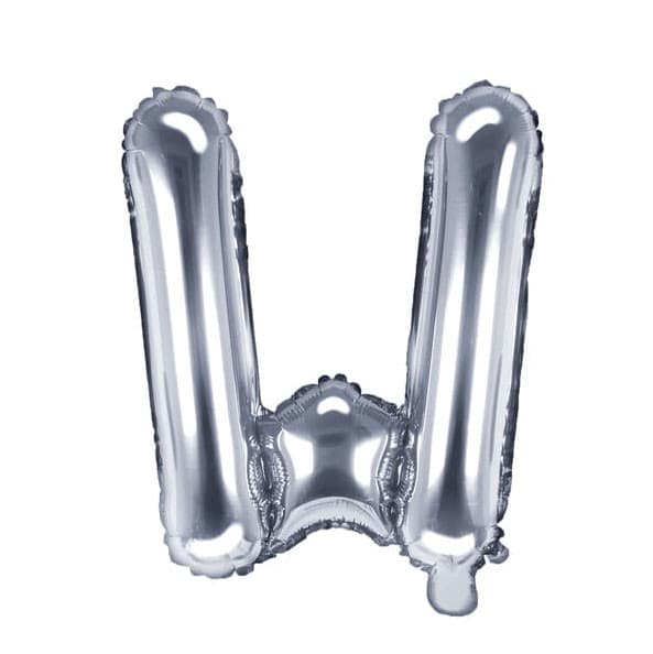 Balon din folie metalizata, 35 cm, argintiu, litera W 1