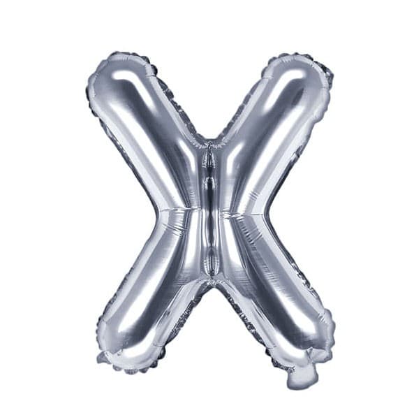 Balon din folie metalizata, 35 cm, argintiu, litera X 1