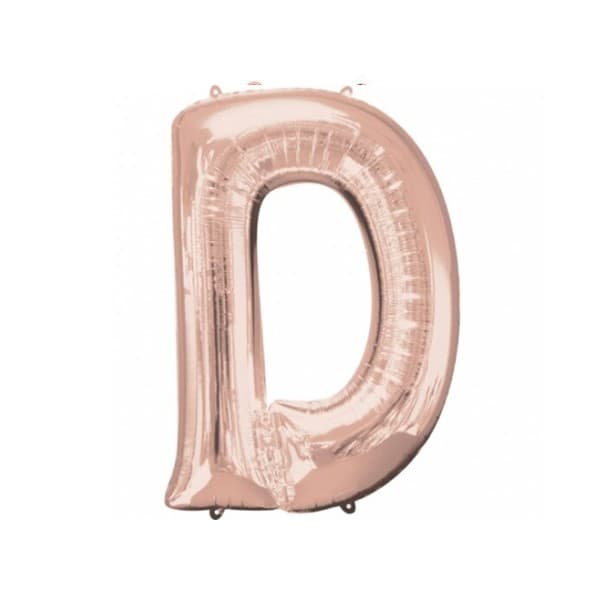 Balon din folie metalizata, 35 cm, rose gold, litera D 1