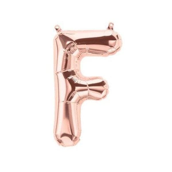 Balon din folie metalizata, 35 cm, rose gold, litera F 1