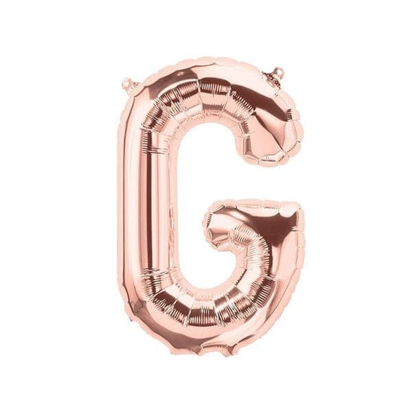 Balon din folie metalizata, 35 cm, rose gold, litera G 1